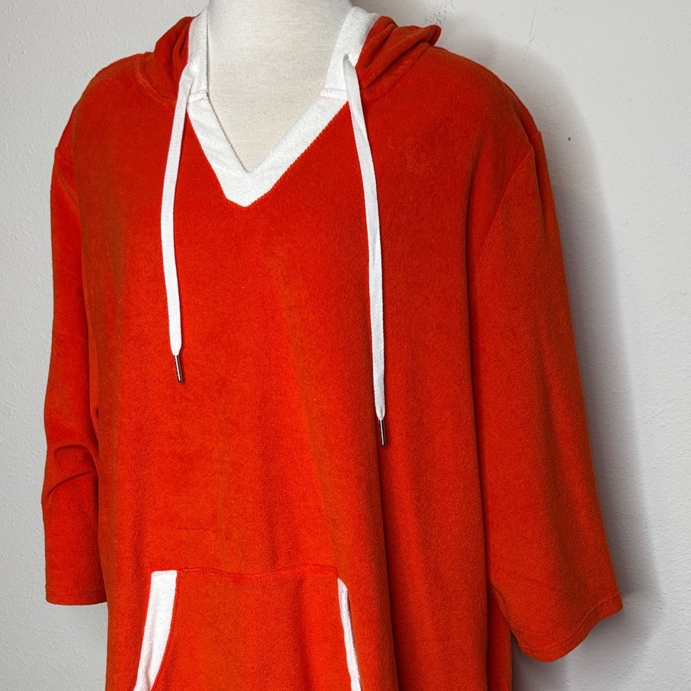 Cuddl Duds size 3X V-Neck Orange terry cloth Sweater - Picture 3 of 9